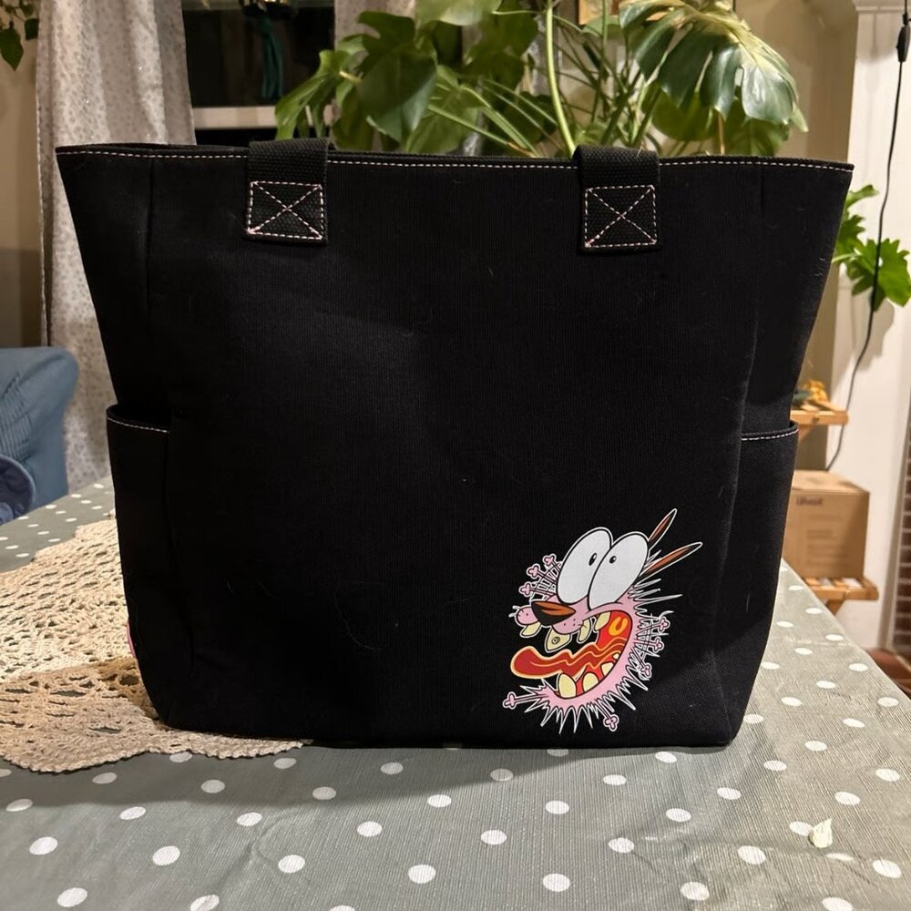 Courage The Cowardly Dog Tote Bag featuring accented charm and Grommets *NWT* - Picture 3 of 4